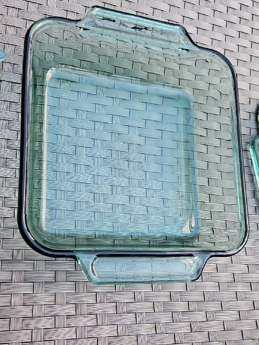 **Vintage  Anchor Hocking #1035 Green Glass Square 8" X 8" Baking Dish